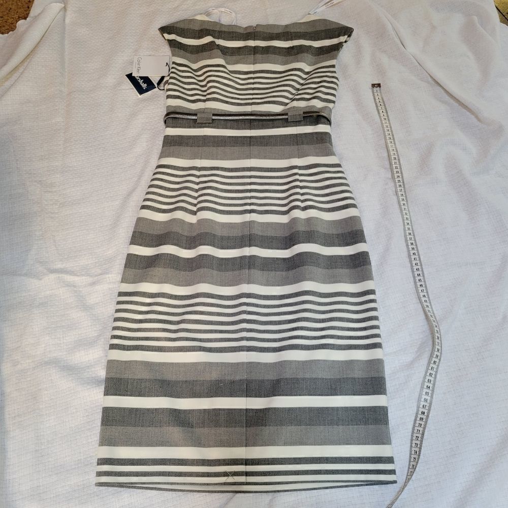Calvin Klein Gray Off-White Striped Sleeveless Dress Size 2 NWT - Picture 10 of 15